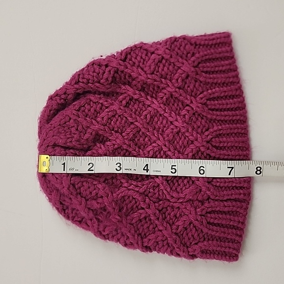 Cable knit Kids Purple Beanie Warm Winter Hat - Picture 6 of 10